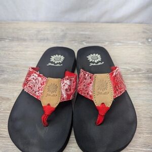 Yellow Box Red Bandana Strap Thong Sandals